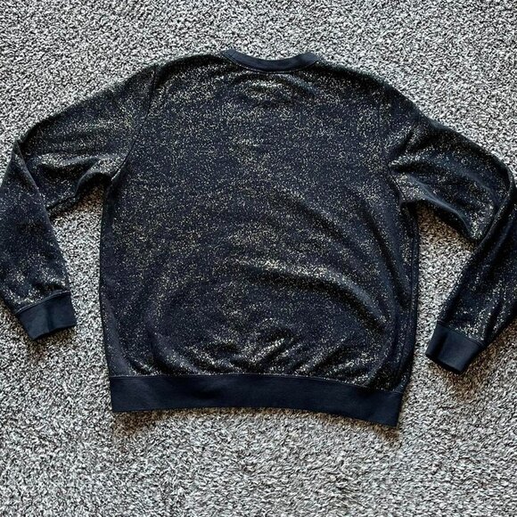 Nike Sweatshirt Womens Large Black With Gold Sparkles Shimmery Pullover - Picture 1 of 7